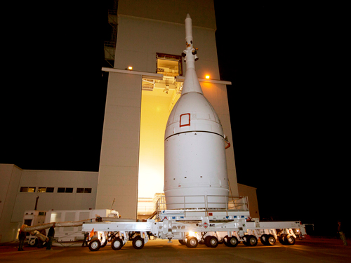 Orion prior to its EFT-1 test flight