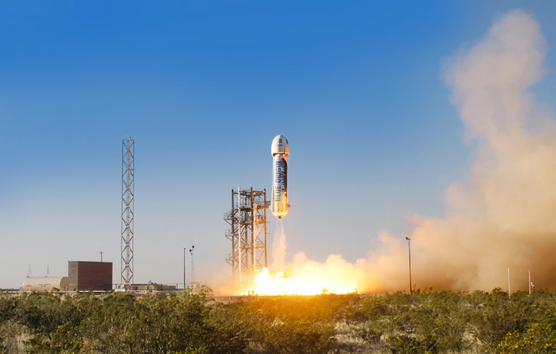 Blue Origin S New Shepard Vehicle Makes First Test Flight Spacenews