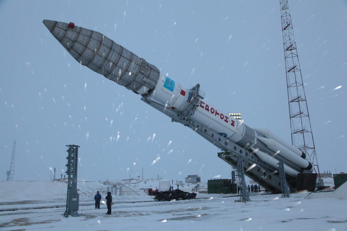 Proton rocket Roscosmos snow