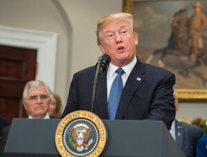 President Donald Trump, speaks before signing the Presidential Space Directive - 1, directing NASA to return to the moon, in the Roosevelt room of the White House in Washington, Monday, Dec. 11, 2017. (Credit: NASA/Aubrey Gemignani)