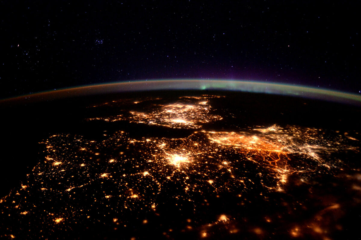 Europe at Night ISS Time Peake