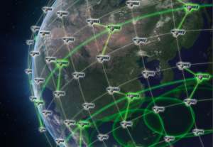 DARPA’s Blackjack program will evaluate if national security space missions can use a networked constellation of smallsats in low Earth orbit instead of large, geostationary satellites. Credit: DARPA