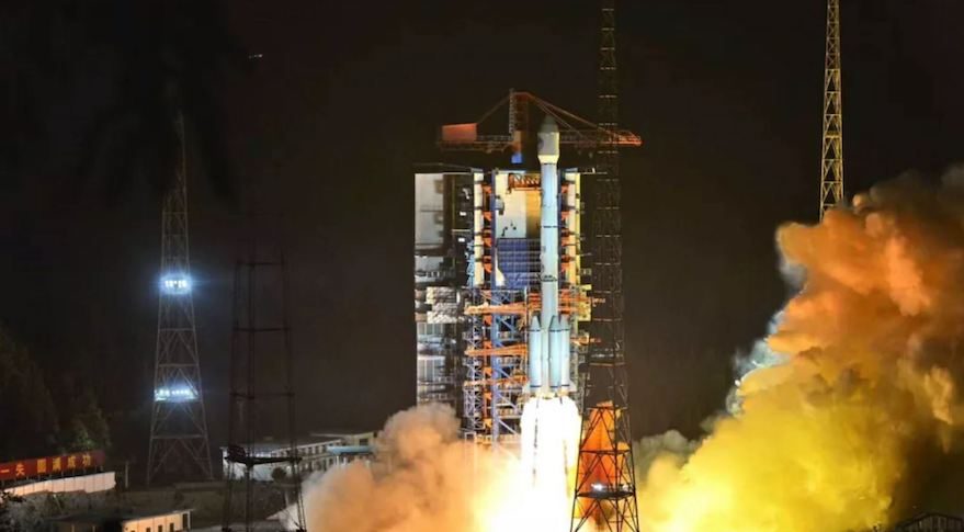 Nighttime liftoff of a Long March 3B from Xichang Satellite Launch Center in Sichuan, southwest China, at 2:09 p.m. Eastern June 24, 2019.