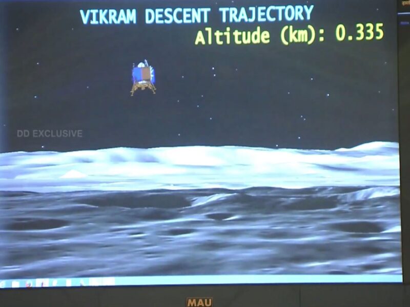 Representation of the Chandrayaan-2 Vikram lander descent to the lunar surface.