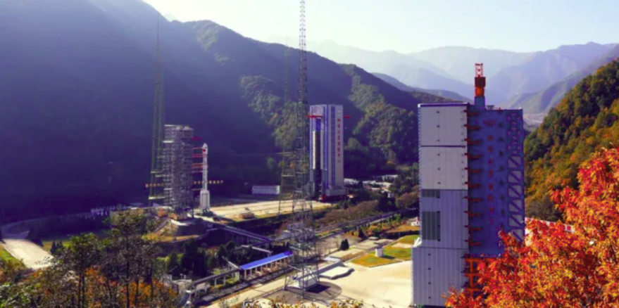 Launch towers at Xichang Satellite Launch Center. The complex is being expanded to facilitate a new generation of rockets.