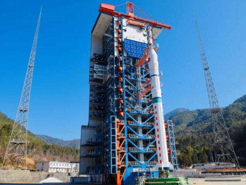 A Long March 2D rocket on the pad at Xichang.