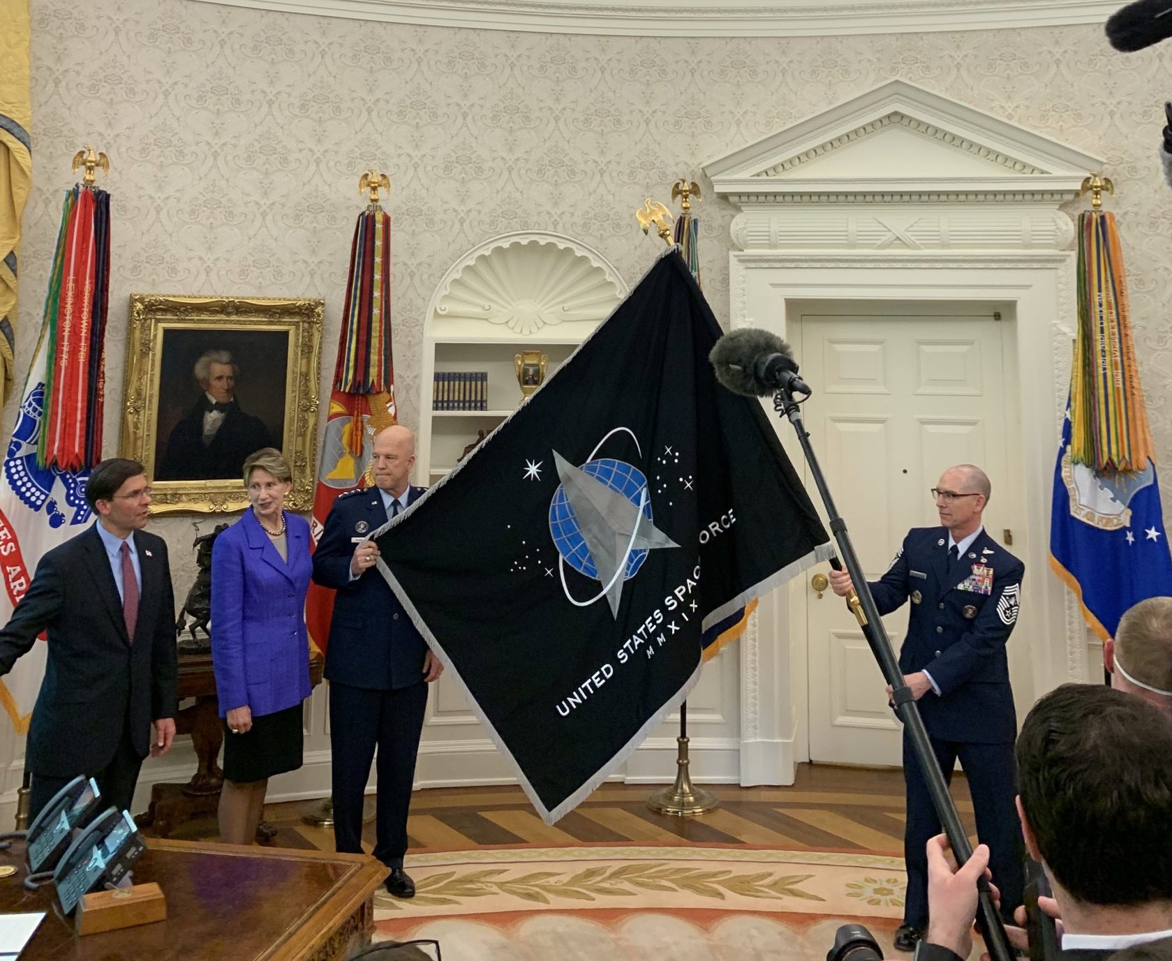 Space Force Flag Unveiled At White House Ceremony Spacenews