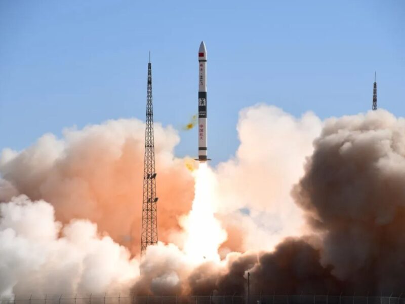 A Kuaizhou-1A carrying two Chinese commercial Xingyun satellites lifts off from a TEL at Jiuquan May 11, 2020.