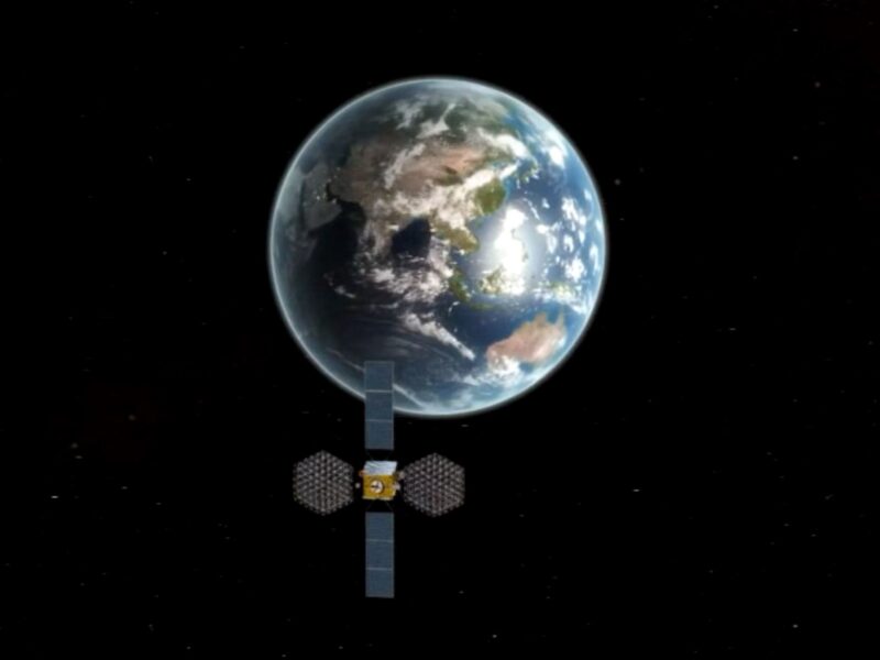 Illustration of a Beidou-3 satellite above the Earth.