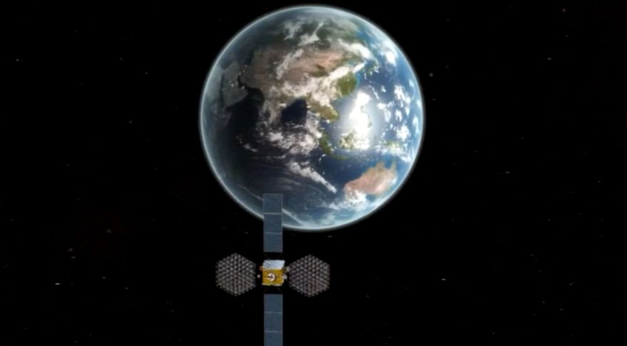 Illustration of a Beidou-3 satellite above the Earth.