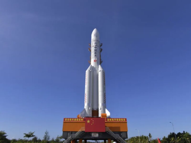 Rollout of the Long March 5 to launch the Tianwen-1 Mars mission.