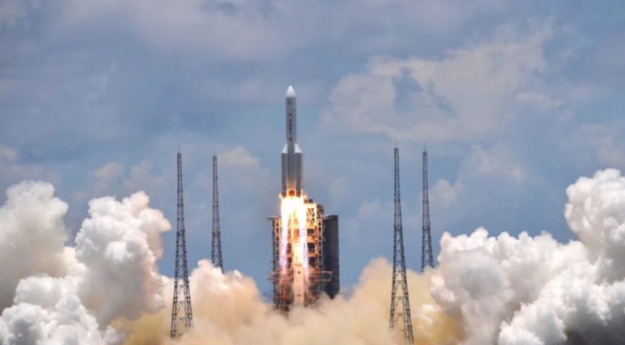 Liftoff of the Tianwen-1 spacecraft atop a Long March 5 from Wenchang, July 23, 2020.