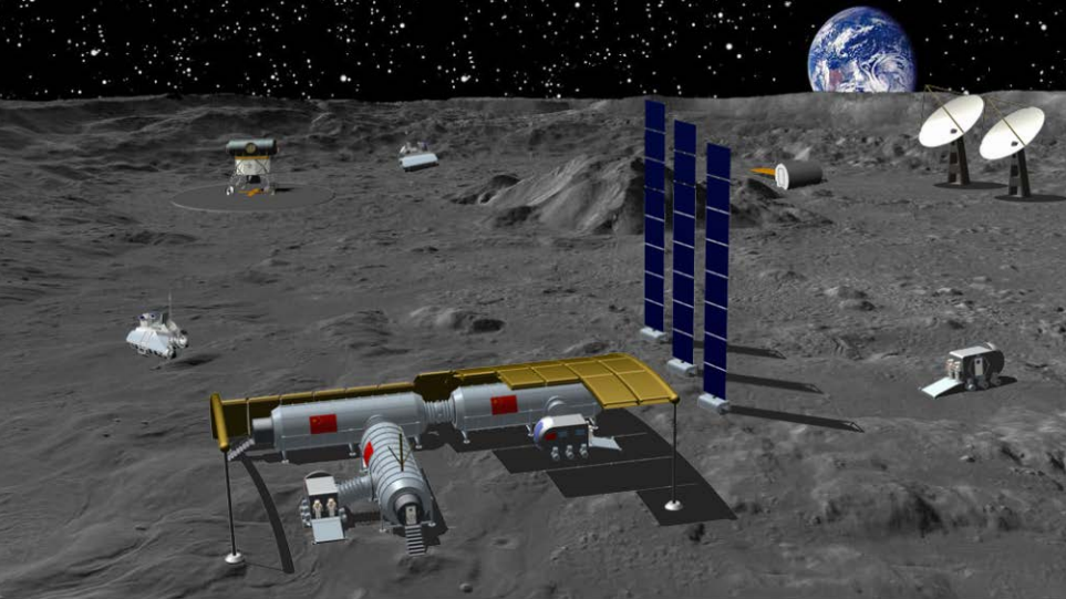 Render of a conceptual Chinese lunar base.