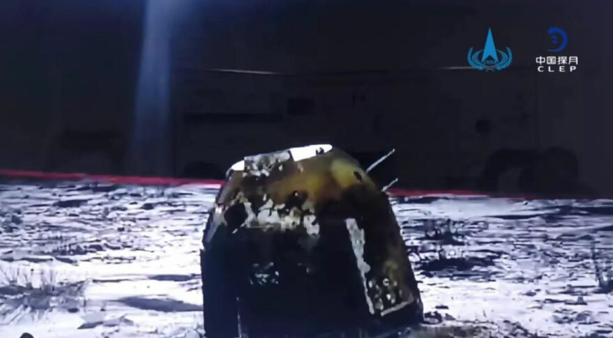 The Chang'e-5 reentry capsule in Siziwang Banner, Inner Mongolia, Dec. 16, 2020.