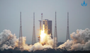 The first Long March 8 launch, lifting off from Wenchang.