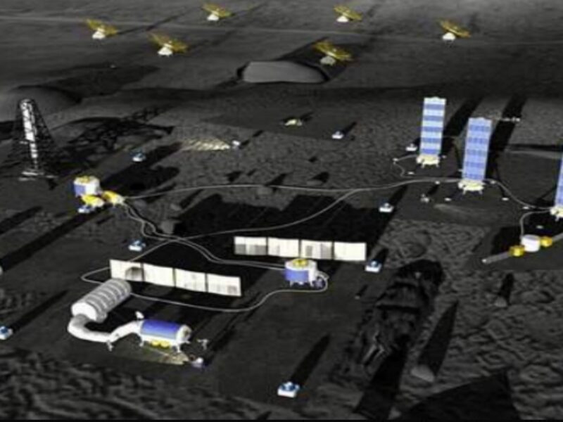 An artist conception of the International Lunar Research Station (ILRS), post-2030.