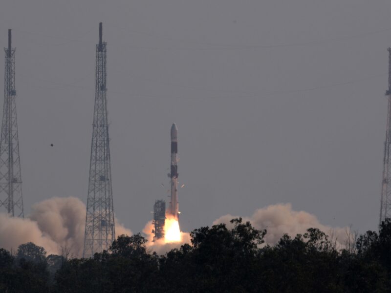 Liftoff of PSLV-C51 from the Satish Dhawan Space Center sending the Amazonia-1 satellite and passengers into orbit.