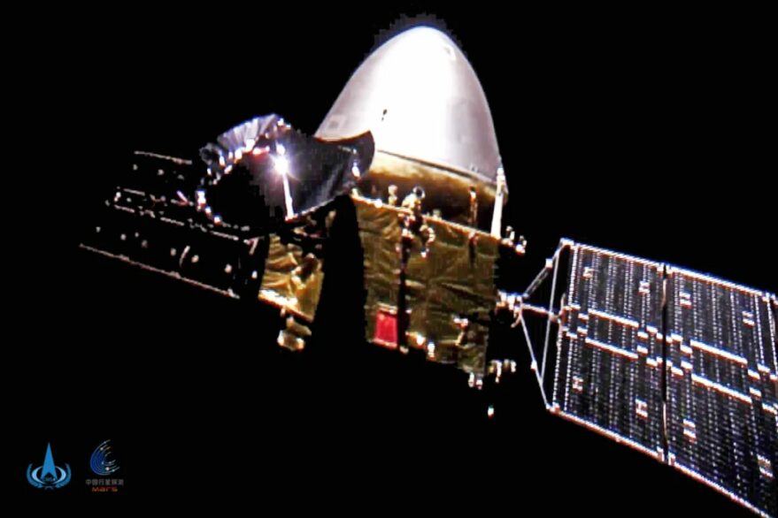 Tianwen-1 in deep space in October 2020, imaged by a detached camera.