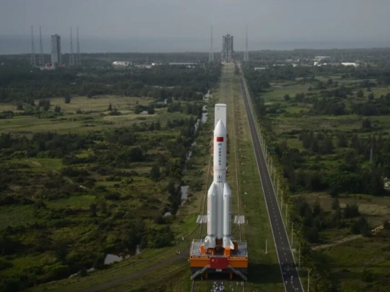 Rollout of the first Long March 5B to the pad at Wenchang, South China in April 2020.
