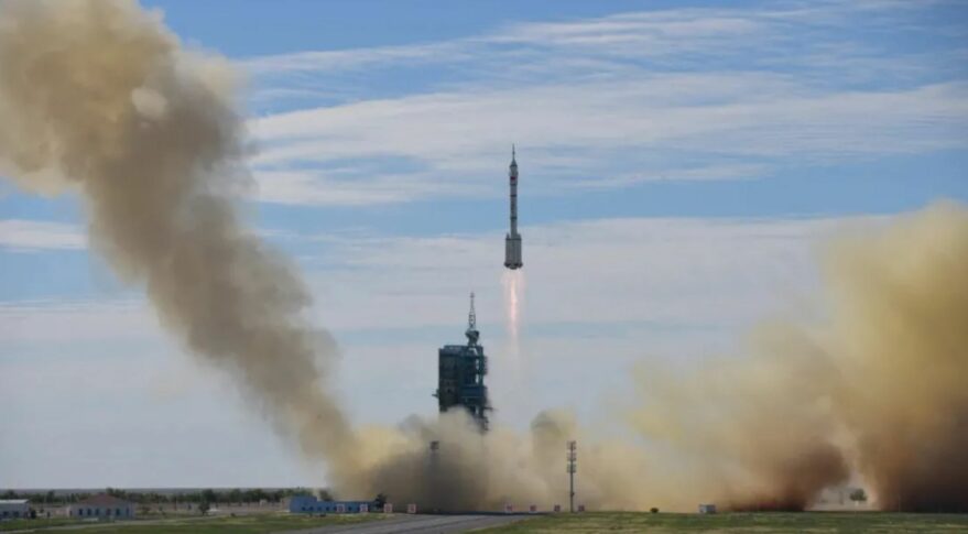 Liftoff of the Long March 2F carrying Shenzhou-12 at 9:22 p.m. Eastern, June 16.