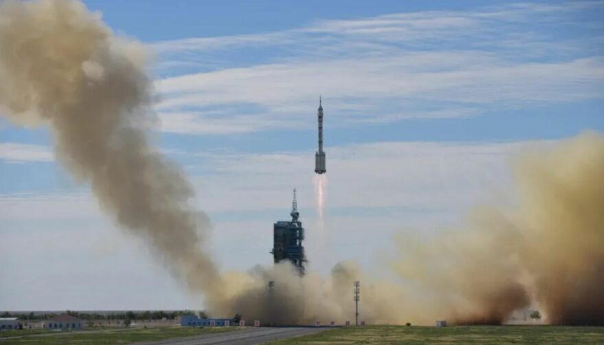 Liftoff of the Long March 2F carrying Shenzhou-12 at 9:22 p.m. Eastern, June 16.