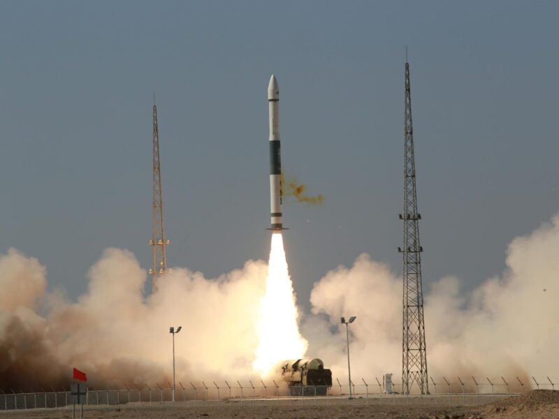 Liftoff of the Kuaizhou-1A solid rocket sending the Jilin-1 Gaofen 02D Earth observation satellite into orbit.
