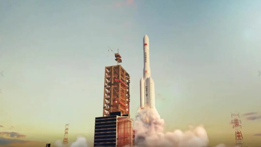 A render of the Long March 9 lifting off.