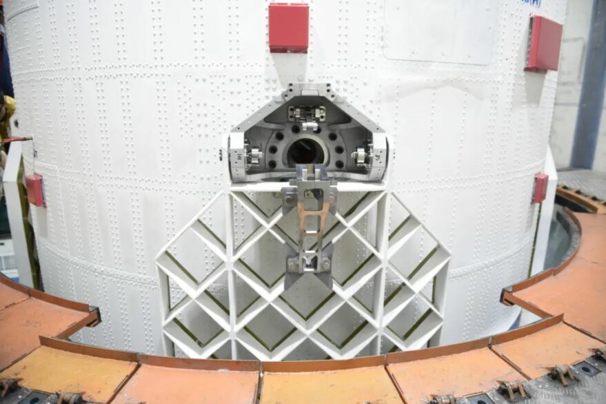 Grid fins on the Long March 2D that CHASE and ten other satellites launched in October 2021.