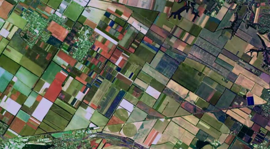 Ukrainian farmland imaged by the Xingshidai-10 satellite.