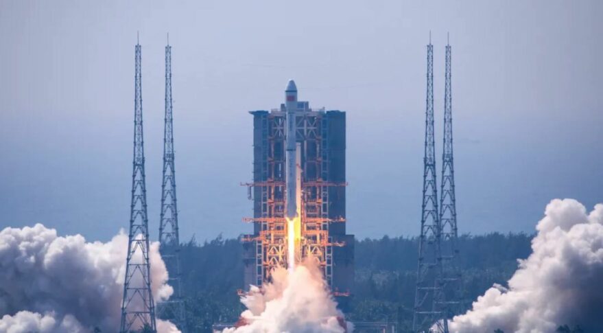 The second Long March 8 lifts off from Wenchang at 11:06 a.m. local time, Feb. 27, 2022.