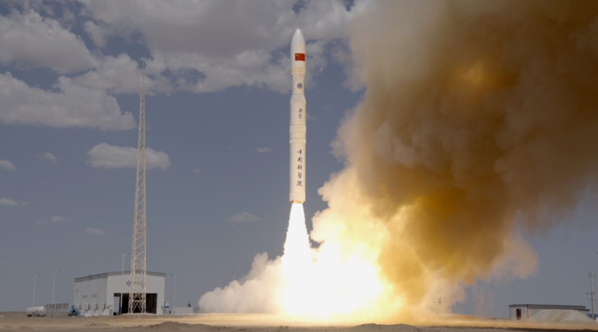 Liftoff of CAS Space's first Lijian-1 solid rocket from the desert spaceport of Jiuquan on July 27, 2022.