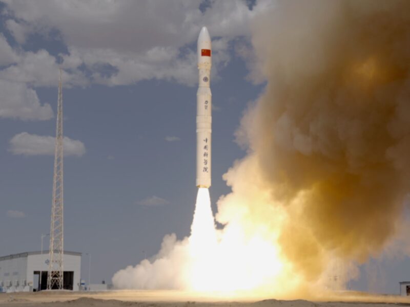 Liftoff of CAS Space's first Lijian-1 solid rocket from the desert spaceport of Jiuquan on July 27, 2022.