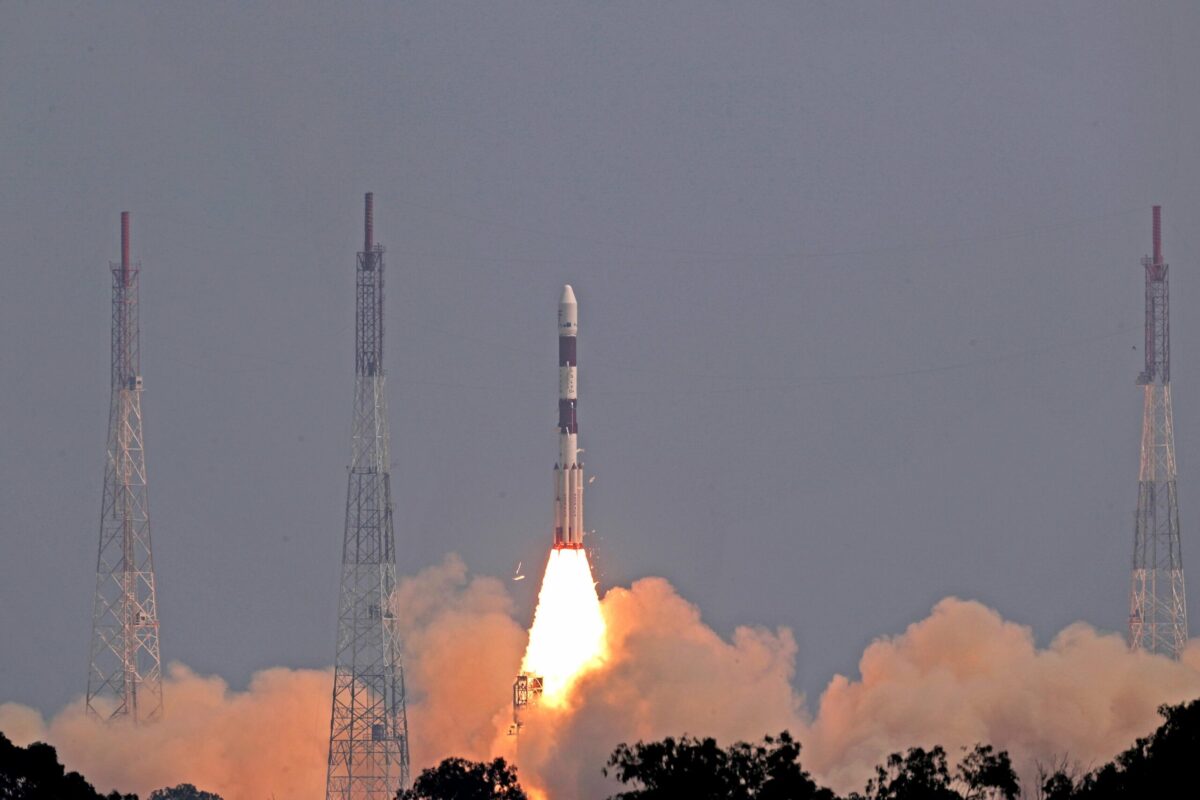 India’s Polar Satellite Launch Vehicle blasts off from the Satish Dhawan Space Centre Nov. 26, carrying nine satellites