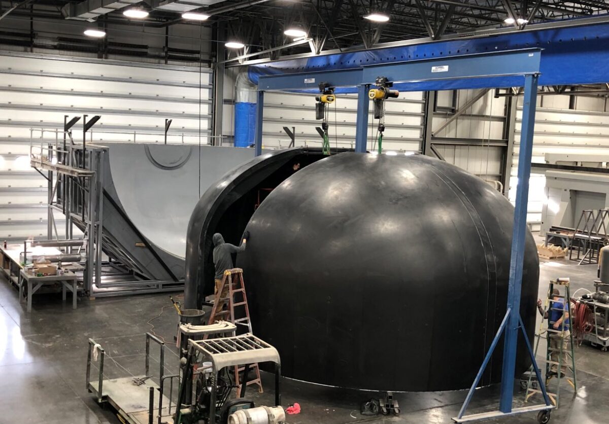 Neutron first-stage tank halves in progress. Credit: @RocketLab