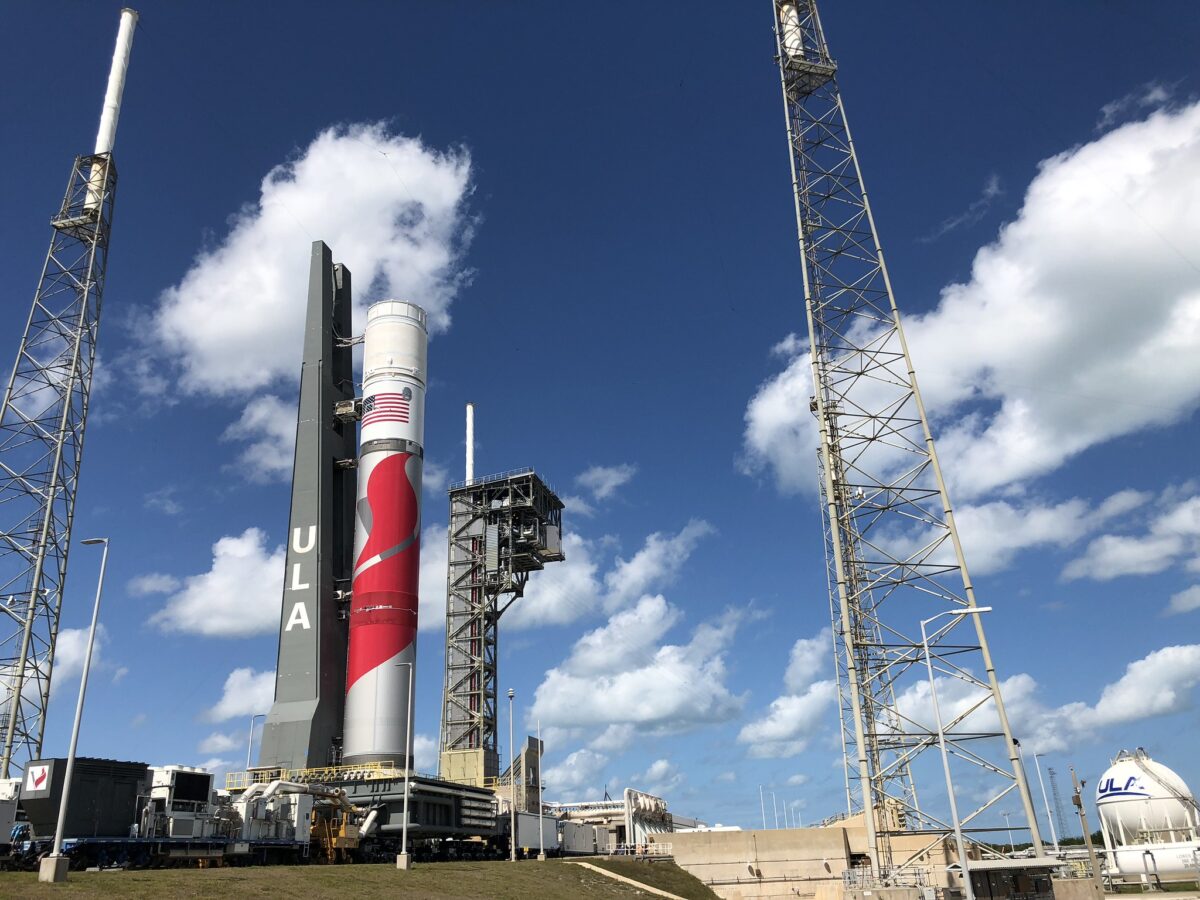 The United Launch Alliance Vulcan Certification-1 (Cert-1) rocket on March 9, 2023, rolled to Space Launch Complex-41 at Cape Canaveral Space Force Station for the next phase of qualification testing in preparation for the inaugural flight. Photo credit: United Launch Alliance