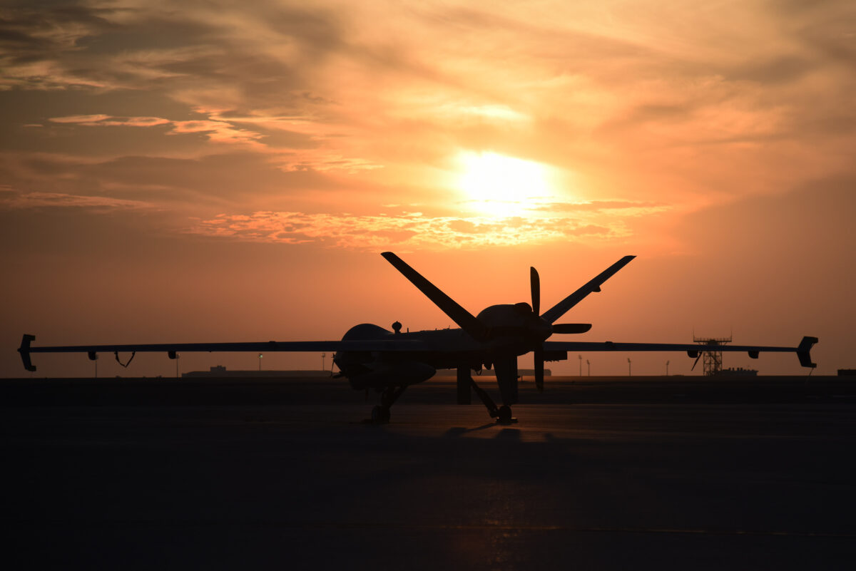 A U.S. Air Force MQ-9 Reaper sits on the runway at Al Dhafra Air Base, United Arab Emirates, Dec. 1, 2022. (U.S. Air Force photo by Tech. Sgt. Chris Jacobs/Released)