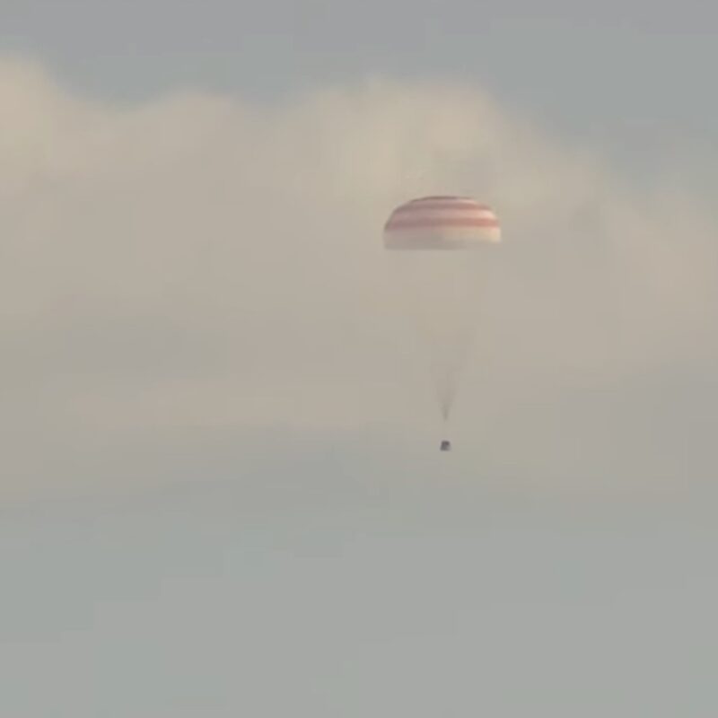 Soyuz returns ISS crew after record-setting stay